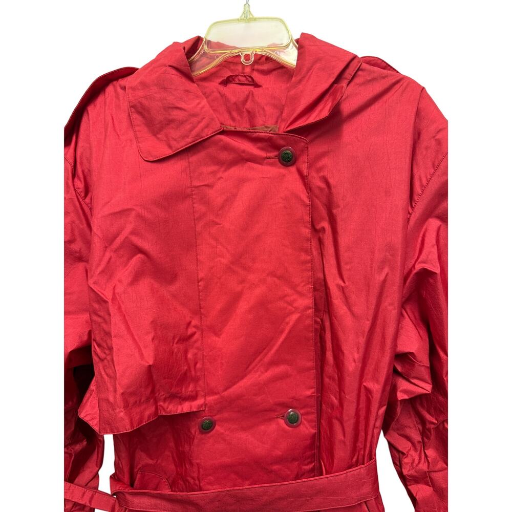 VTG 90s OTELLO PELLE Womens 13/14 Rainwear Parka Jacket Hot Pink Coat Button - Picture 5 of 5